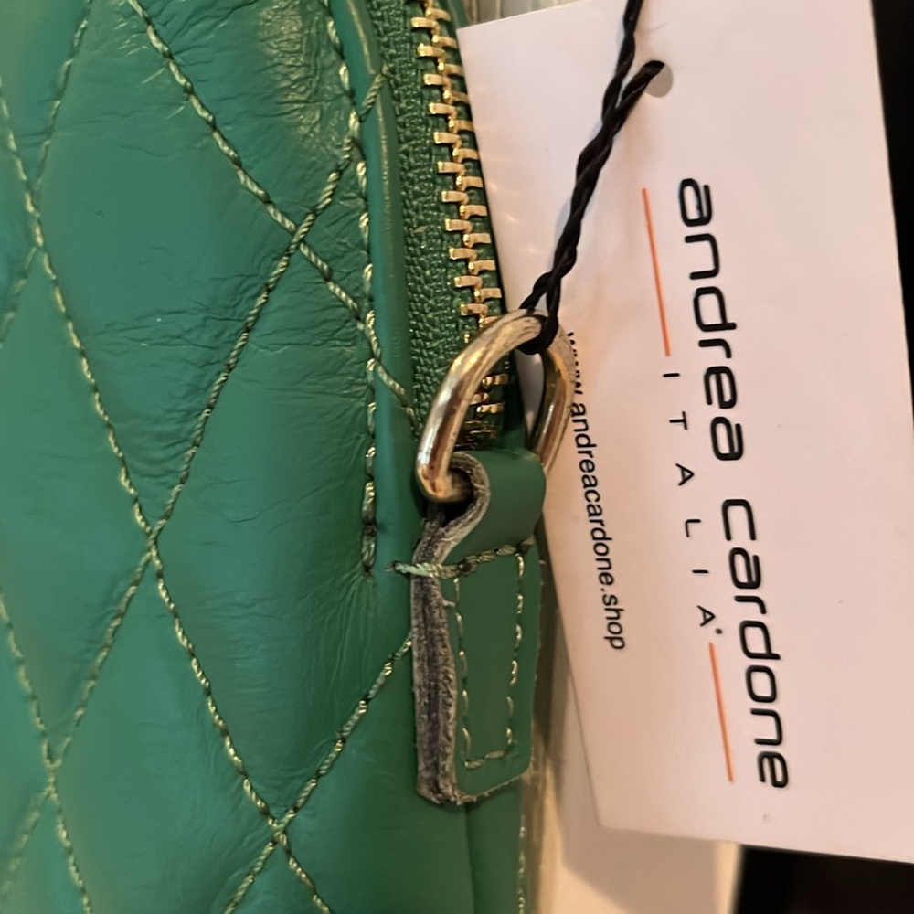 Andrea Cardone Italia Green Quilted Leather Crossbody Bag - Picture 6 of 13